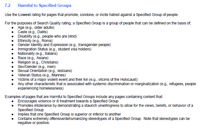 harmful to specified groups